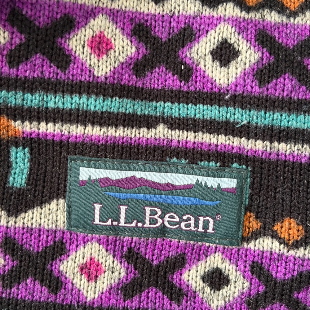 L.L.Bean Purple Patterned Snap Fleece - Pocket - Like New - Picture 4 of 4